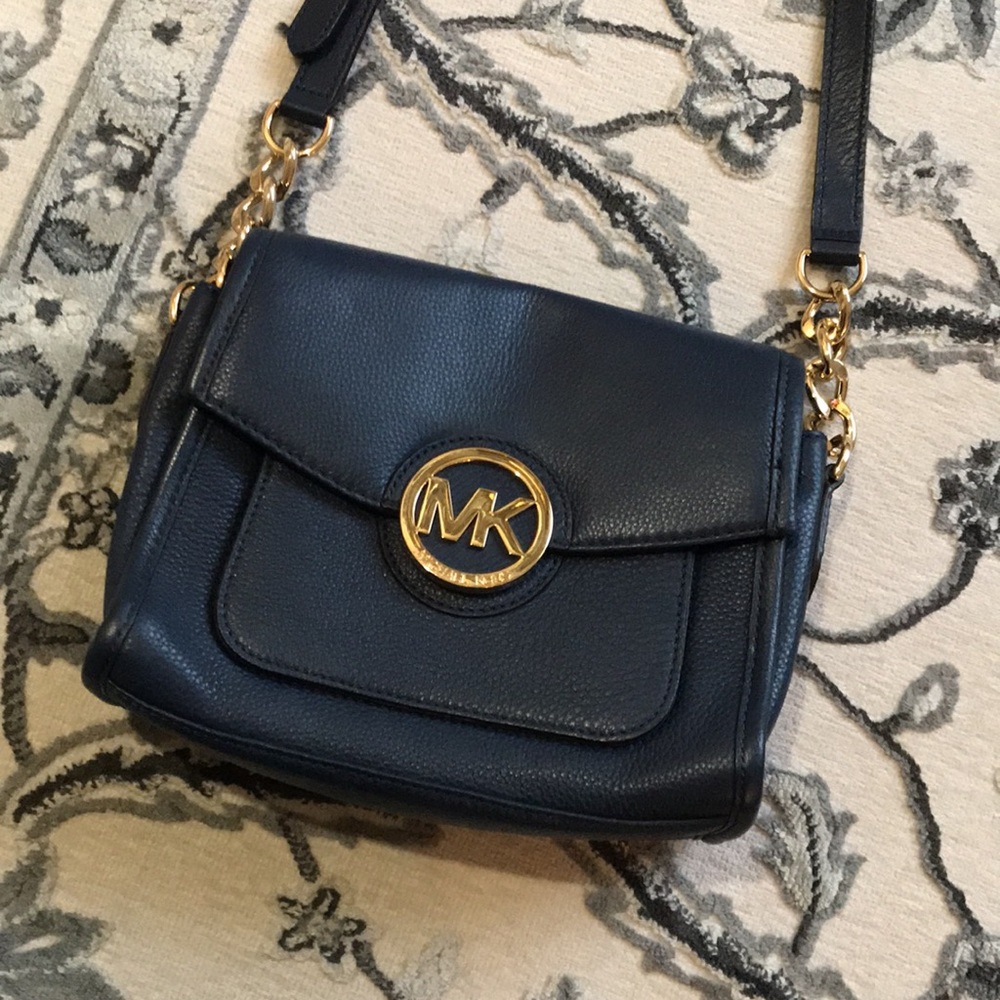 Michael Kors Navy Leather Crossbody Purse
